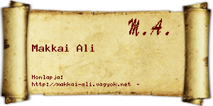 Makkai Ali névjegykártya
